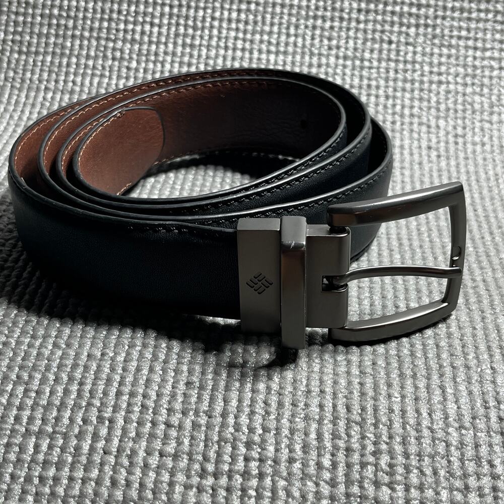 Columbia‎ Belt Mens Size XL Black Brown Leather Adjustable Buckle NEW